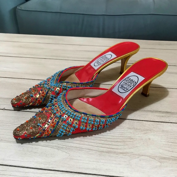 Emma Hope Beaded Mules Size 39 1/2 - Picture 1 of 11